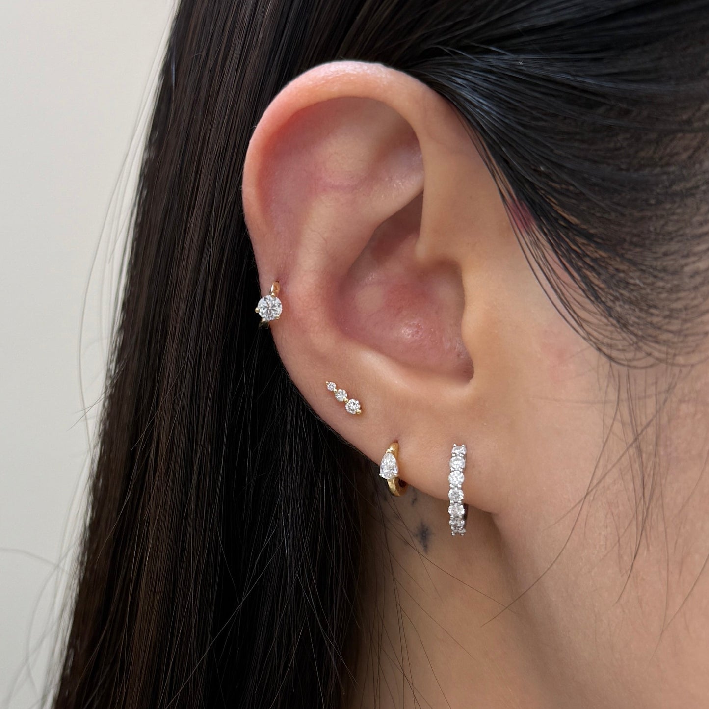 Lab diamond round 0.15ct 5mm hoop earring-each