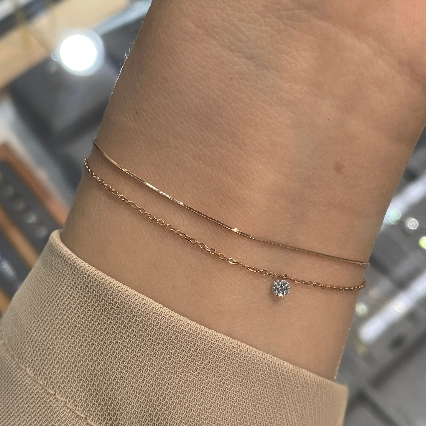 Lab diamond round 0.1ct floating  bracelet