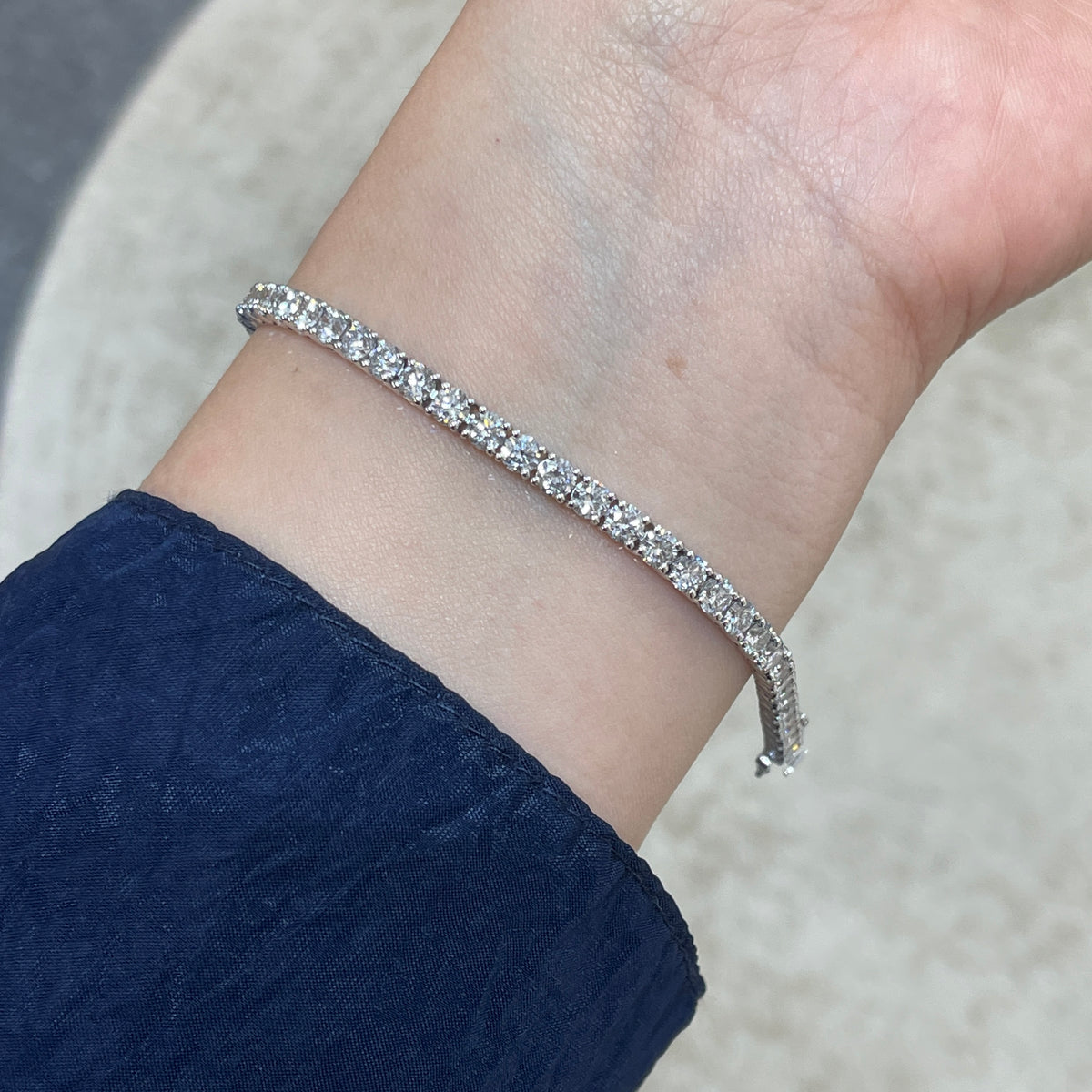 Lab diamond round 6.3ct classic four-prong tennis bracelet