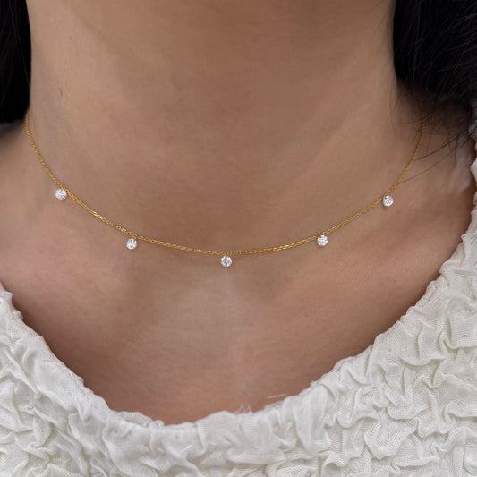 Lab diamond round 0.5ct five floating necklace
