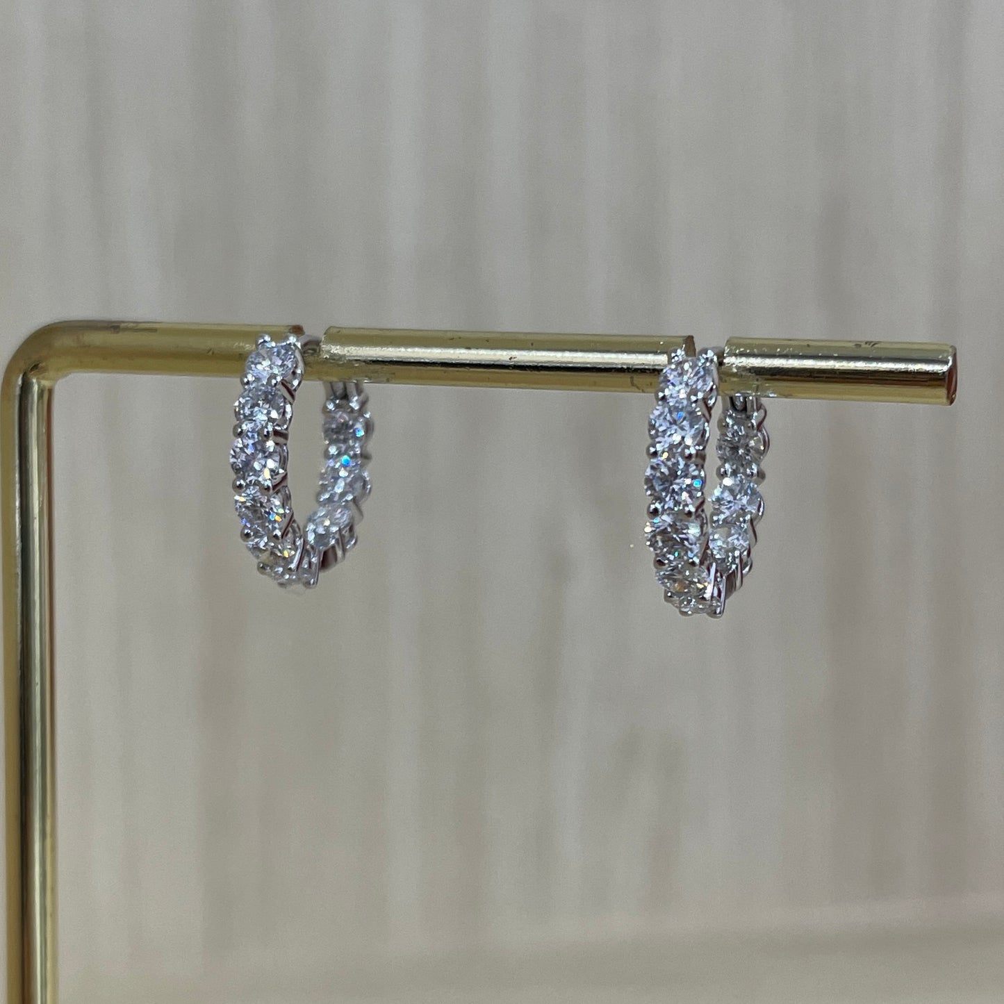 9K Lab diamond round 1.3ct double side diamond 10mm huggie hoop earrings -pair