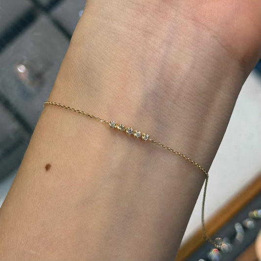 Natural diamond round  0.075ct five beans bracelet