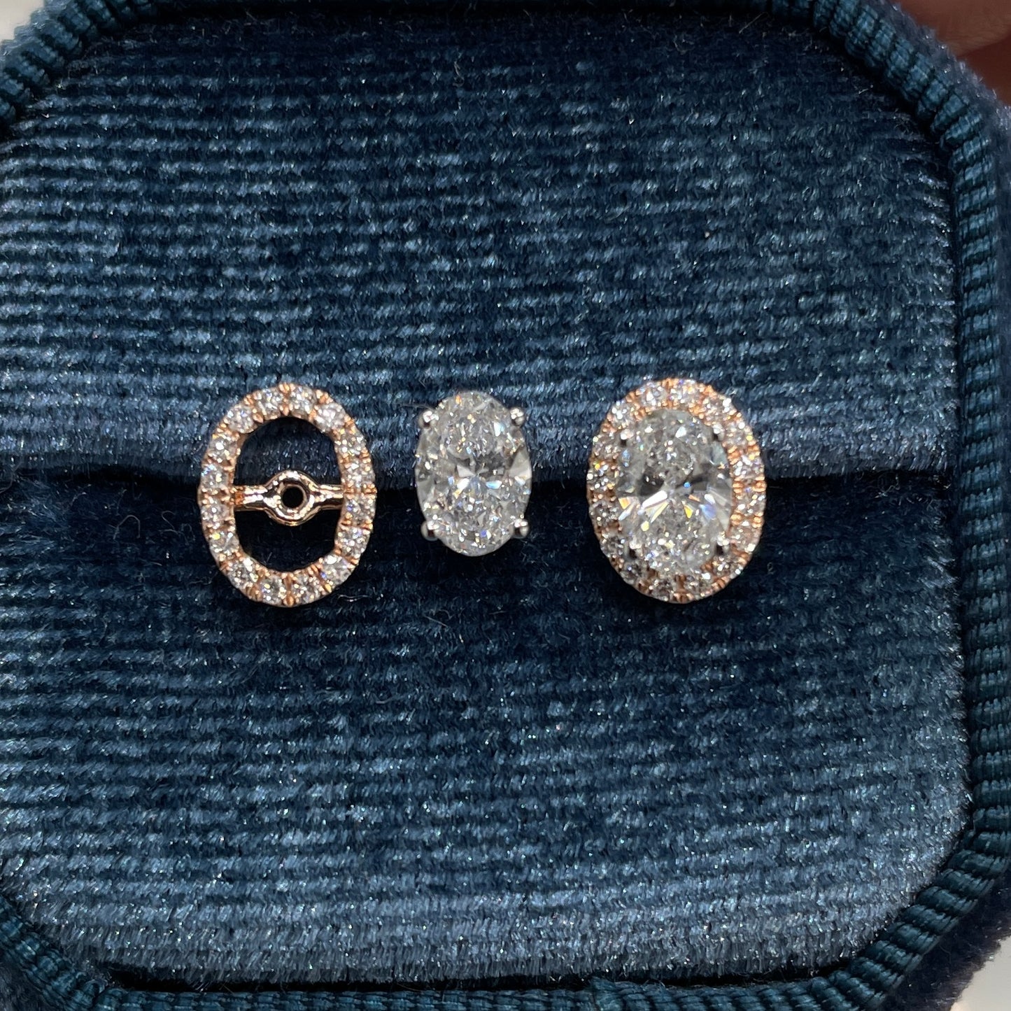 Lab diamond oval shape 1.2ct with removable halo jacket earrings-pair