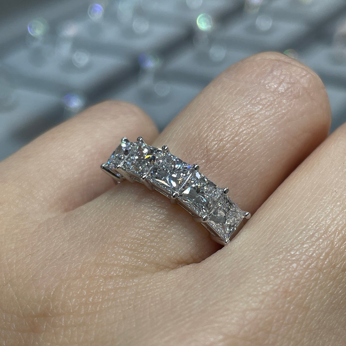 Lab Diamond princess cut 2.5ct half eternity ring