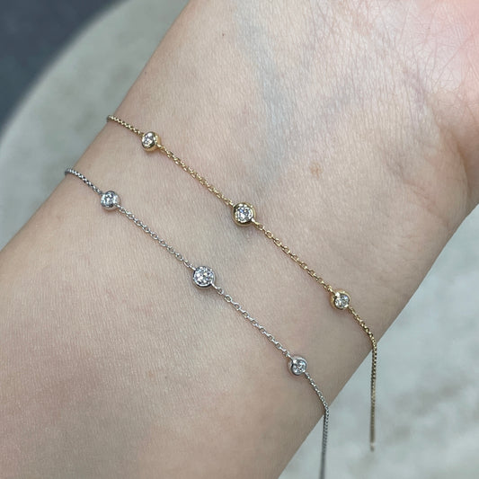 Lab diamond Round 0.08ct three bean bezel bracelet