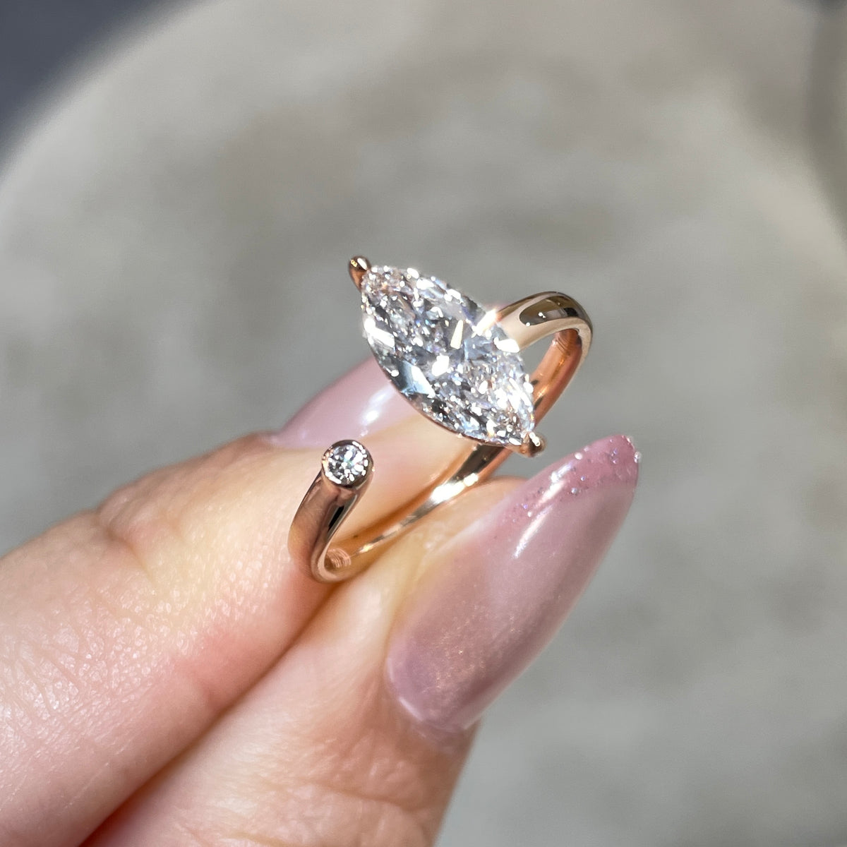 IGI Lab diamond marquise shape 1ct open ring