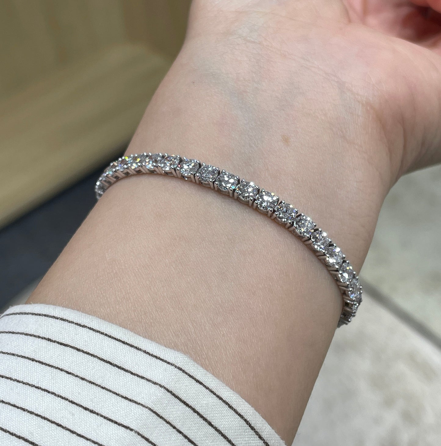 Lab diamond round 8.3ct classic four-prong tennis bracelet