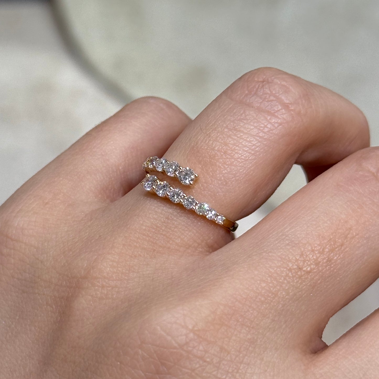 Lab diamond round 0.6ct half eternity z open ring