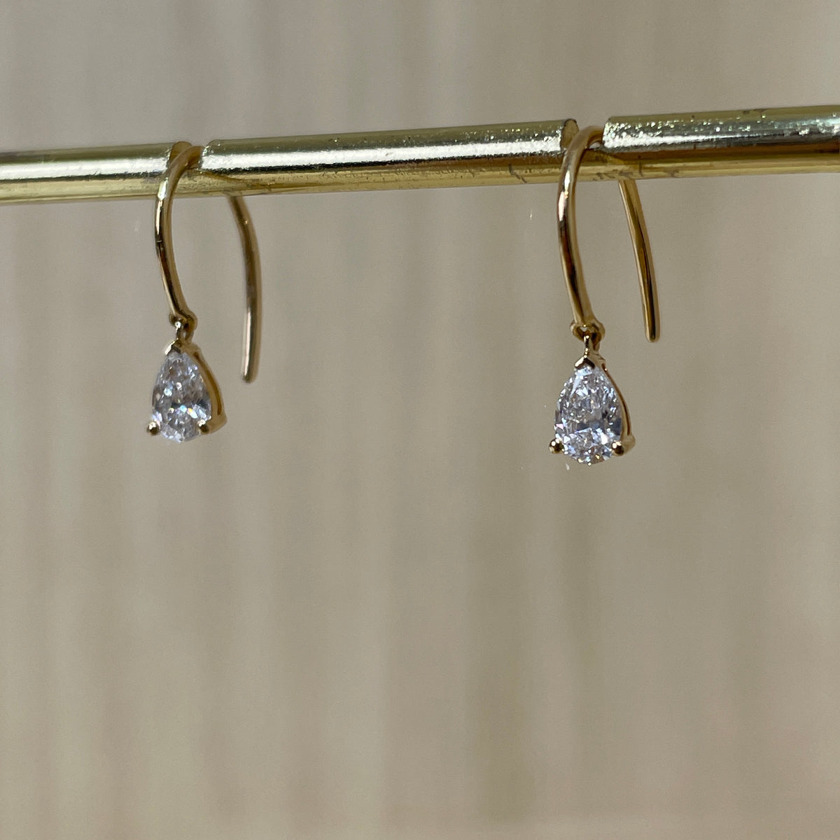 Lab diamond Pear 0.4ct U-shape hook earrings- pair