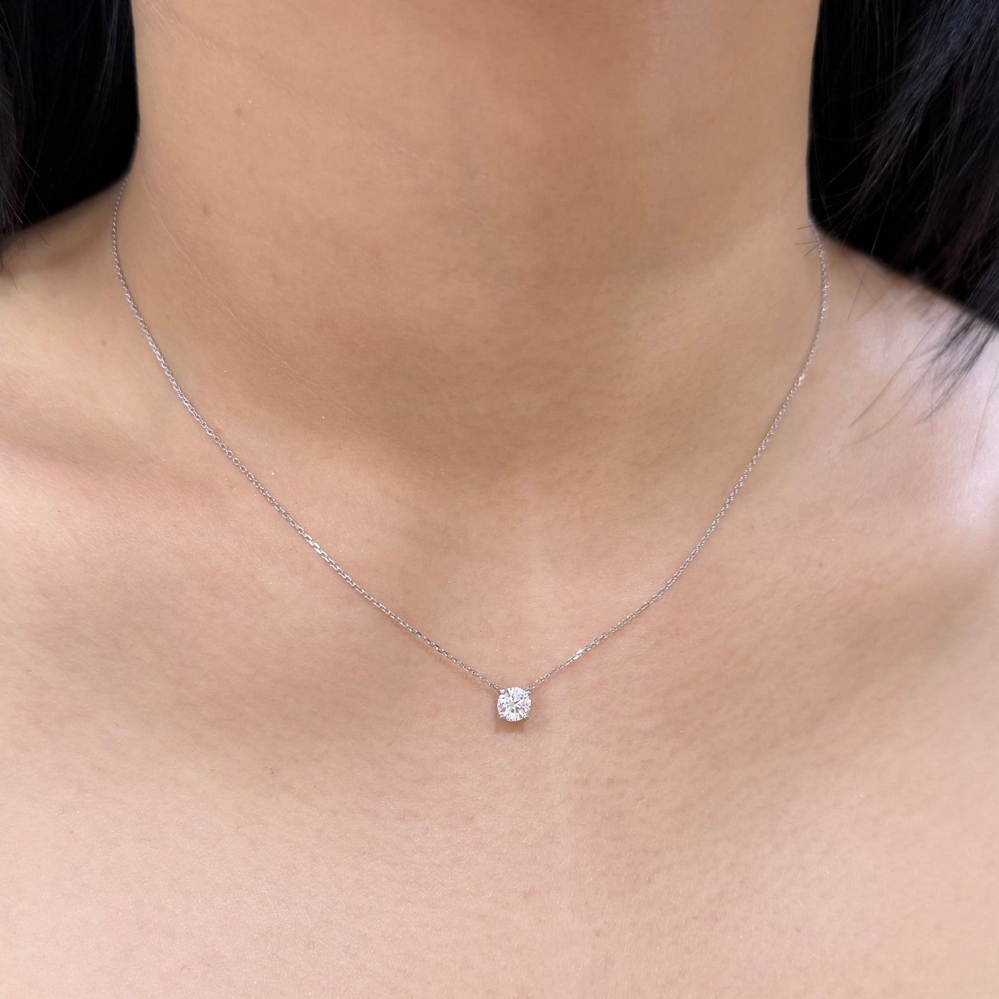 Lab diamond round 0.5ct classic four-prong necklace