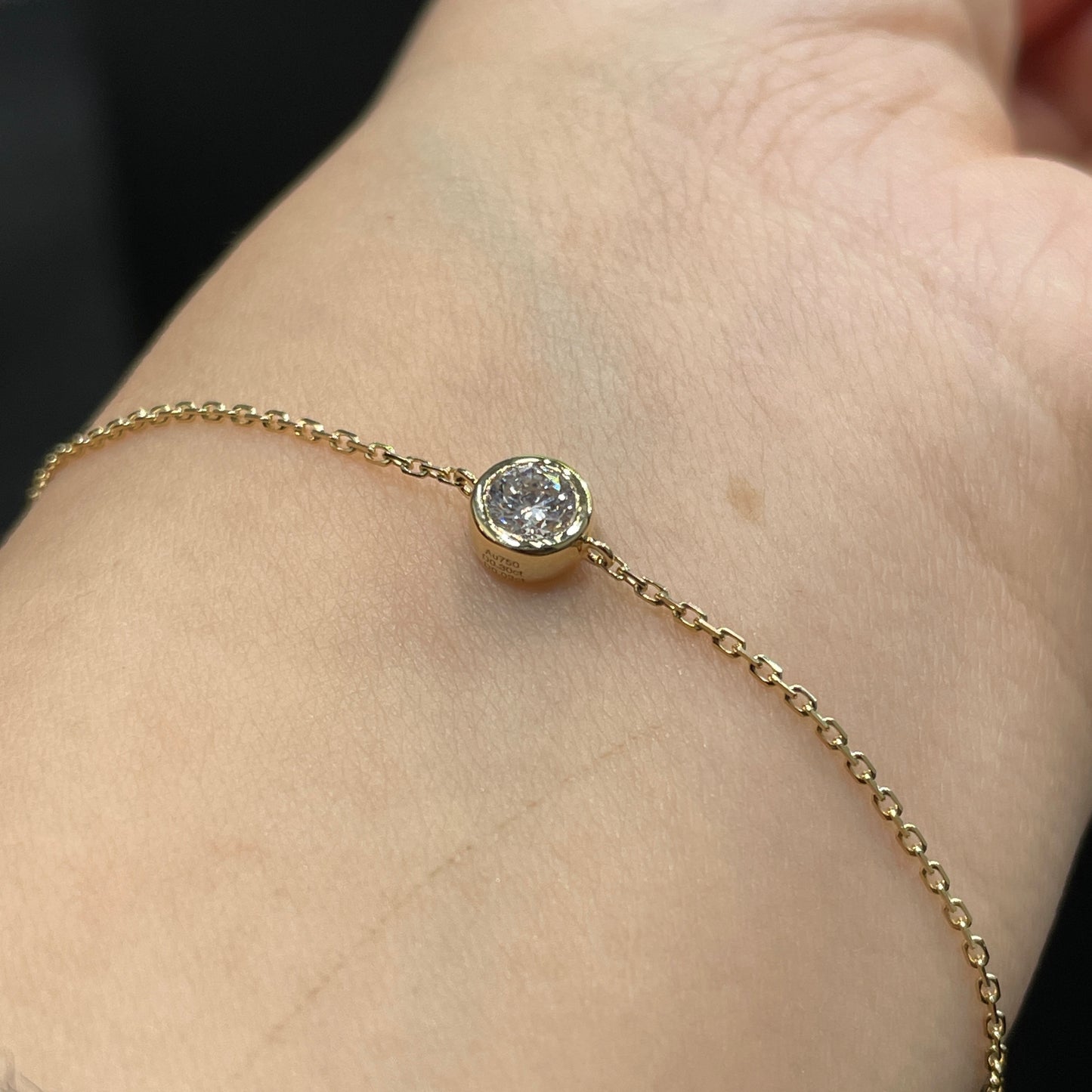 Lab diamond round 0.3ct bezel bracelet