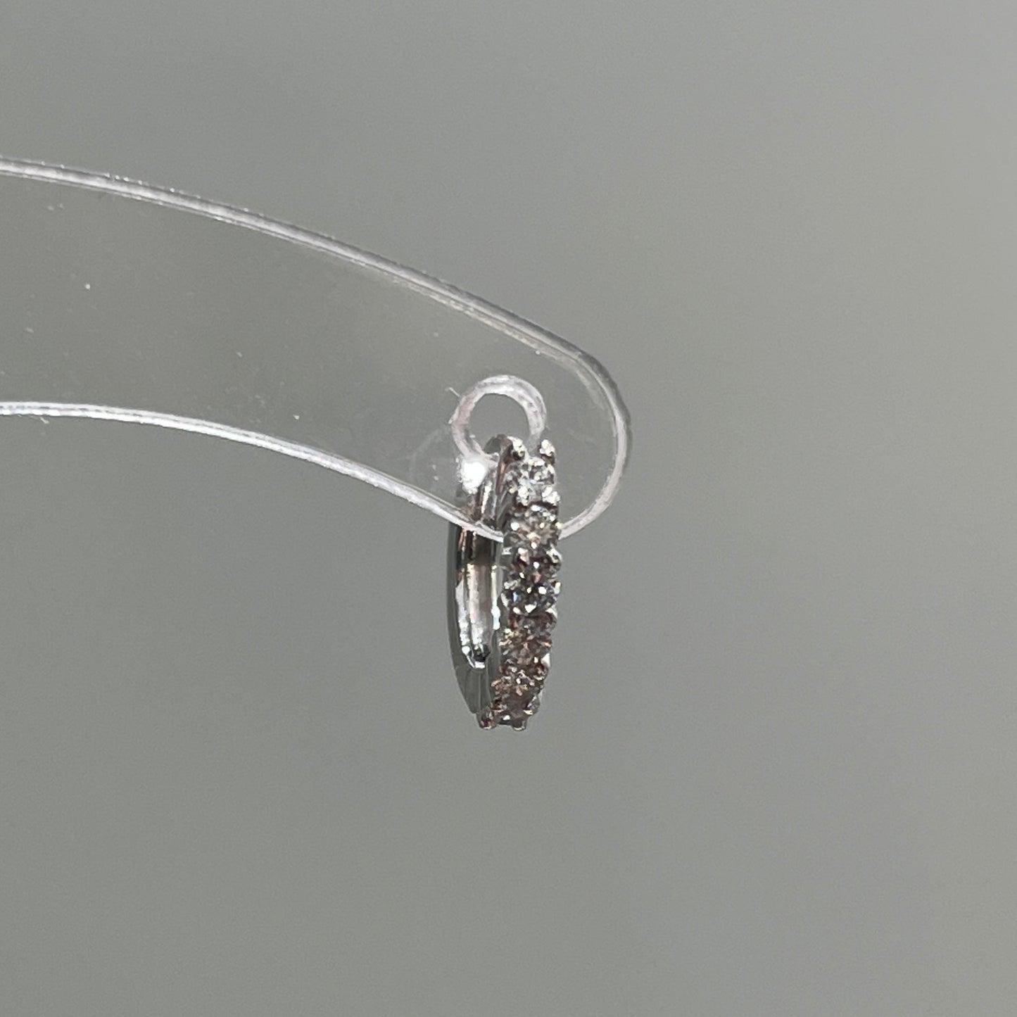 Lab diamond round 6mm hoop earring-each