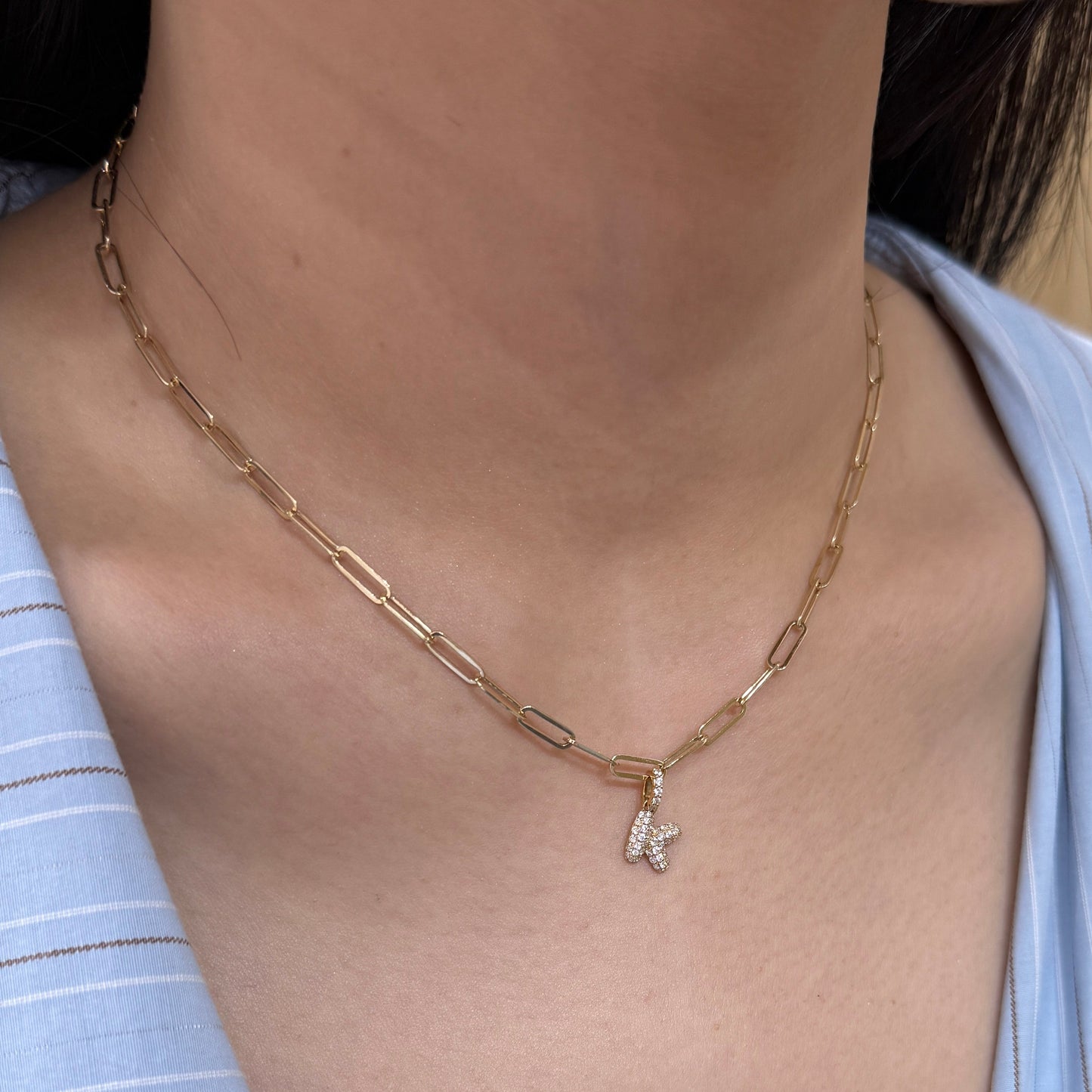 9k paper clip necklace