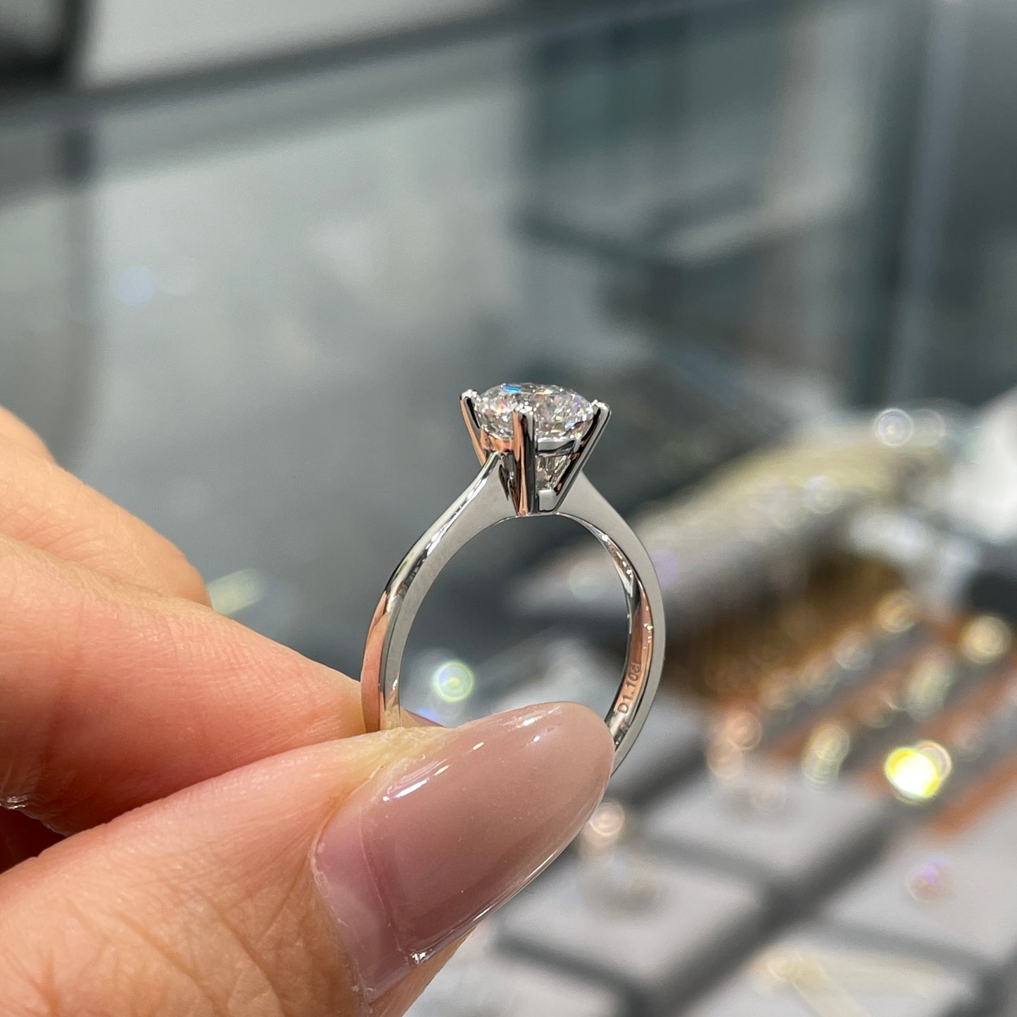 Lab diamond round 1.1ct classic four-prong solitaire ring