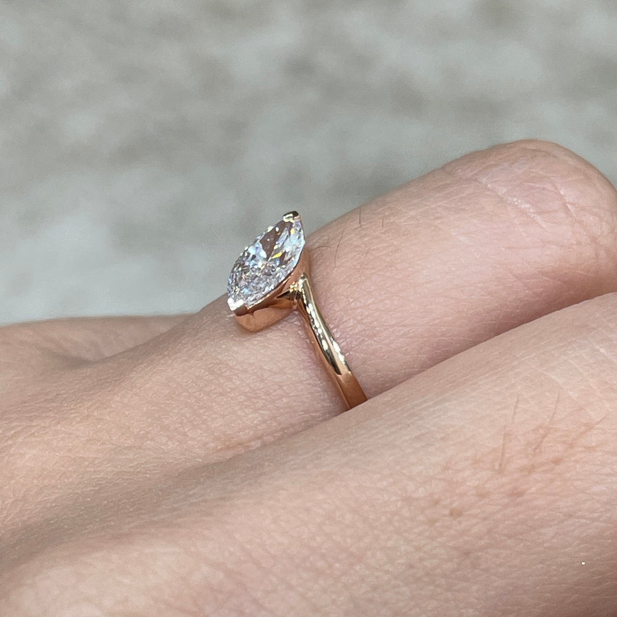 Lab diamond Marquise shape 0.7ct Twist band ring