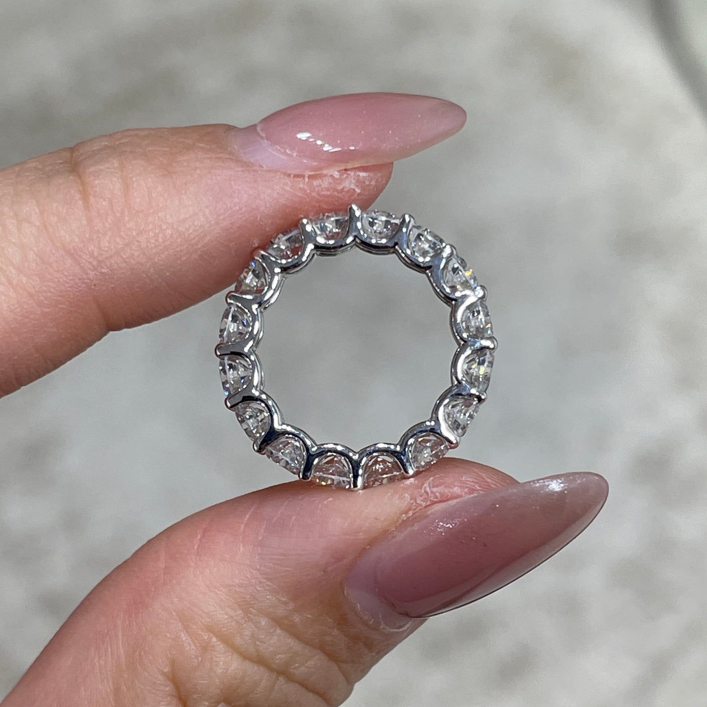 Lab diamond round 2.25ct U-prong full eternity pinky ring