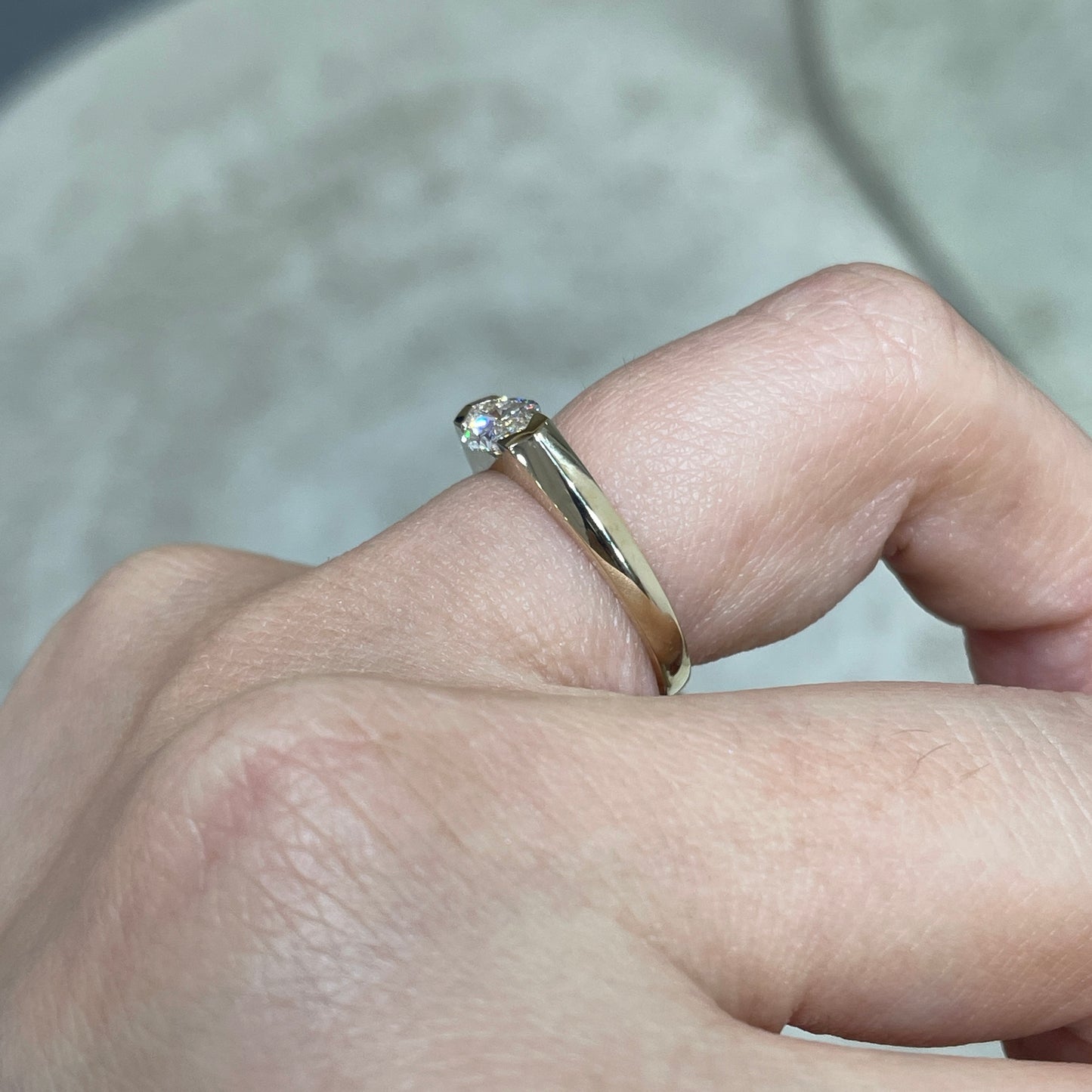 14k Lab diamond marquise 0.8ct east west horizontal ring