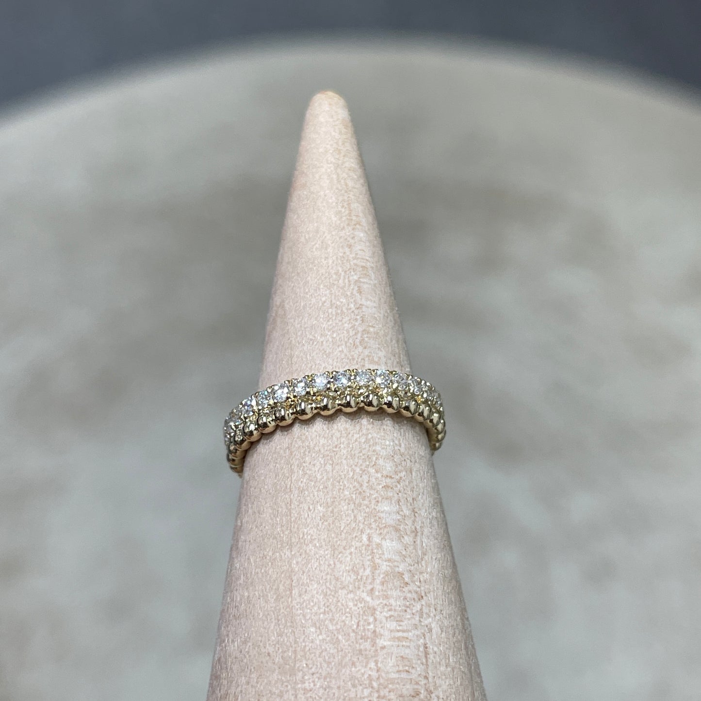9k Lab diamond round 0.3ct milgrain dewdrop full eternity pinky ring