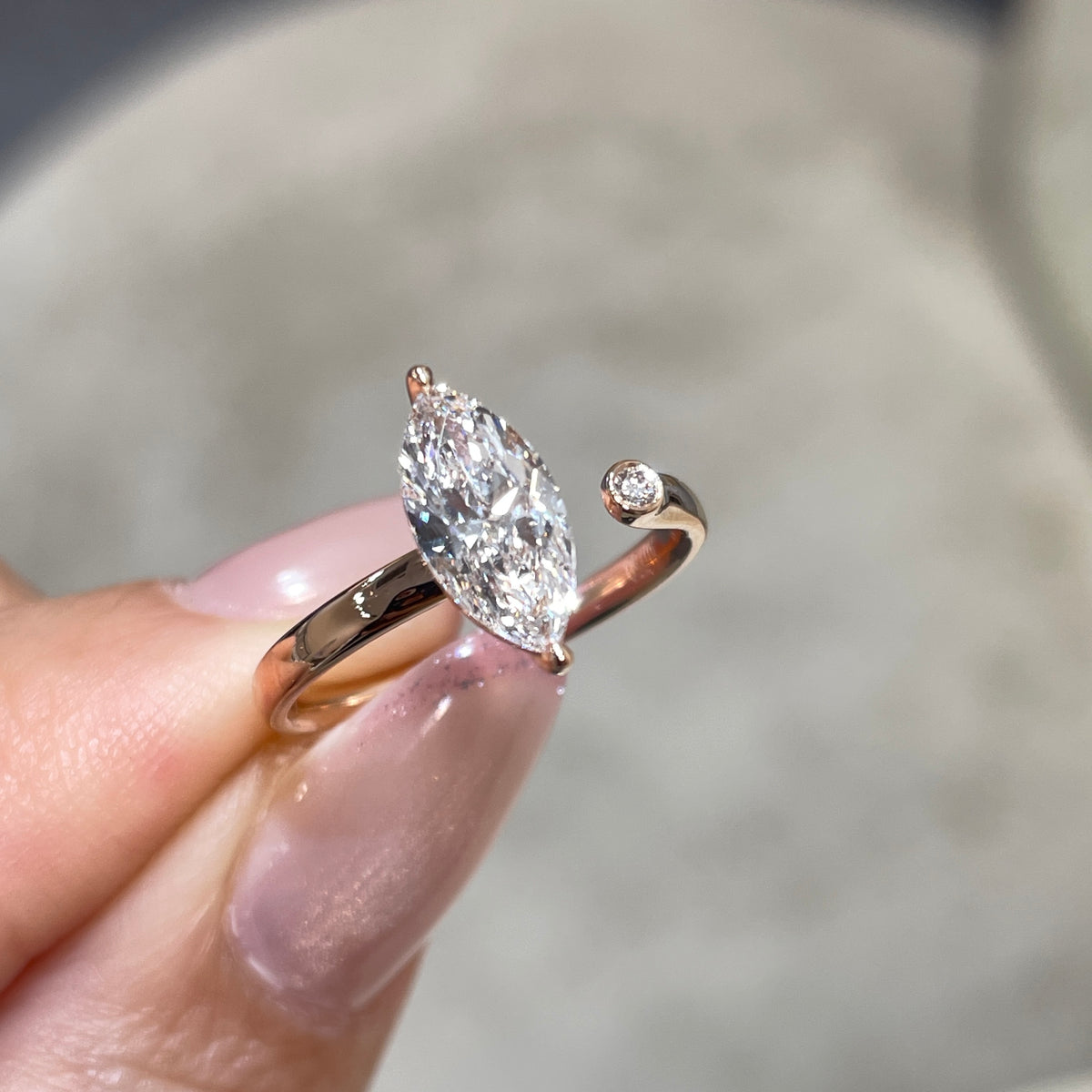 IGI Lab diamond marquise shape 1ct open ring