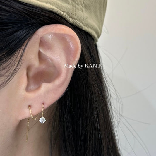 Lab diamond round 0.15ct chain earring-each