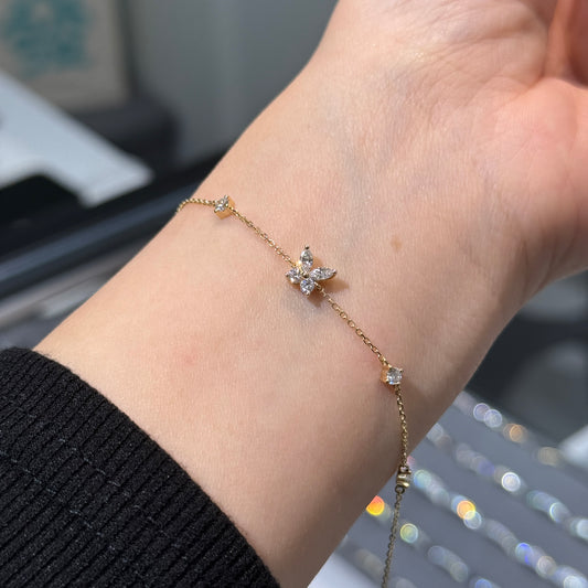 Lab diamond Marquise and Pear shape 0.4ct butterfly with little diamond bracelet