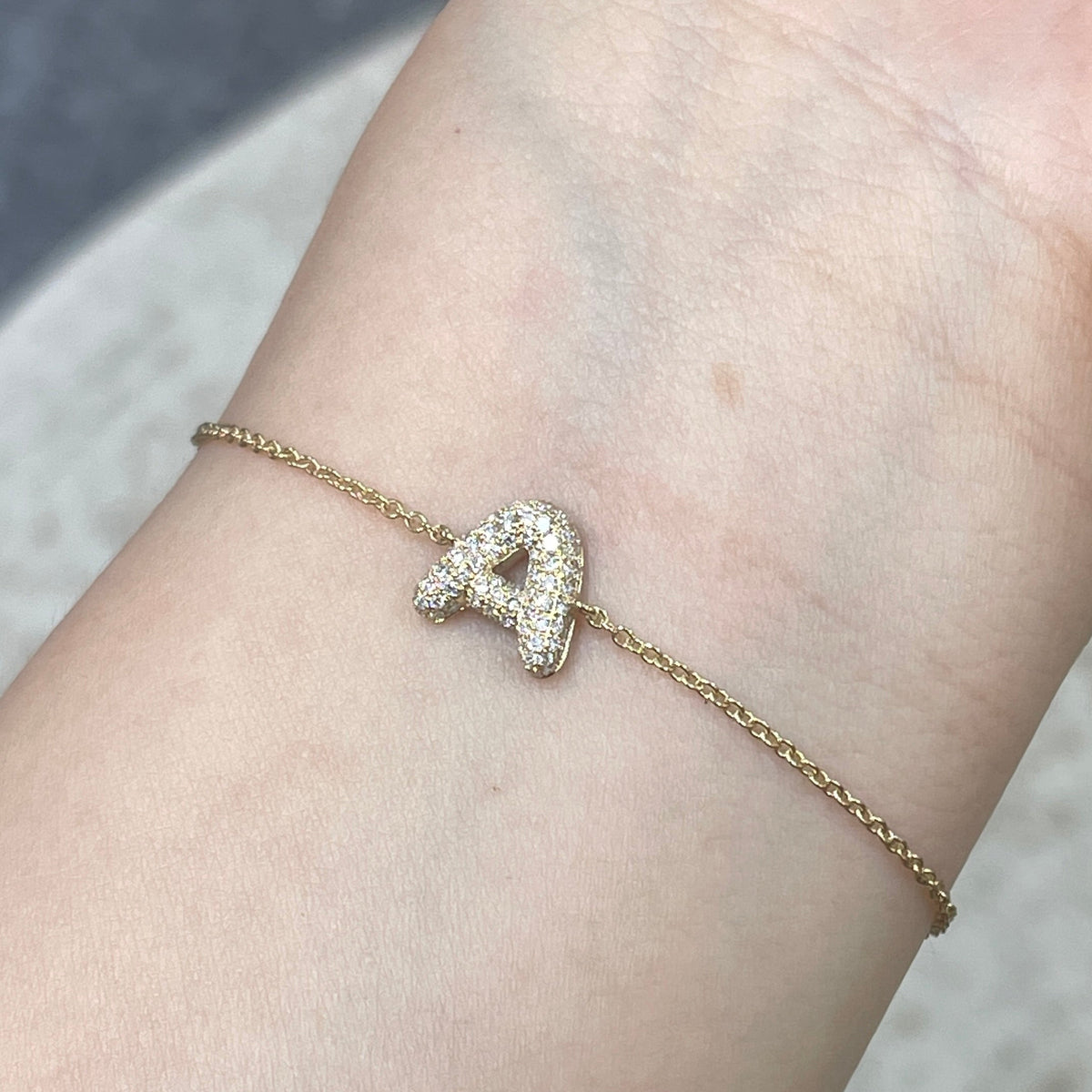Lab diamond baby bubble initial bracelet