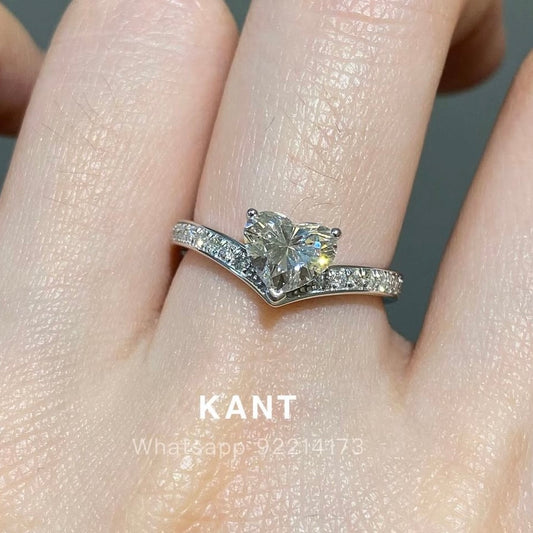 IGI Lab diamond heart shape 1ct v shape channel set ring