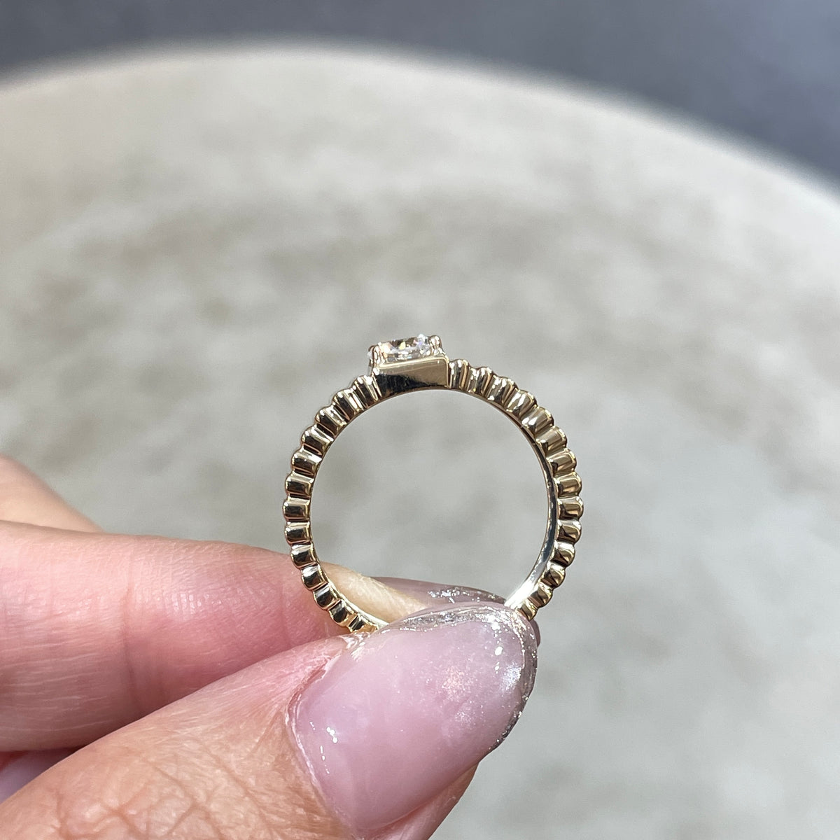 9k Lab diamond round 0.5ct full vertical line band ring