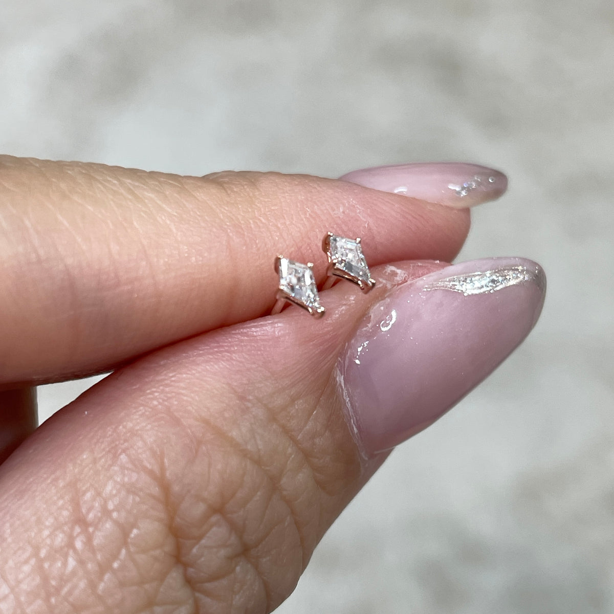 Lab diamond kite 0.06ct stud earring - each