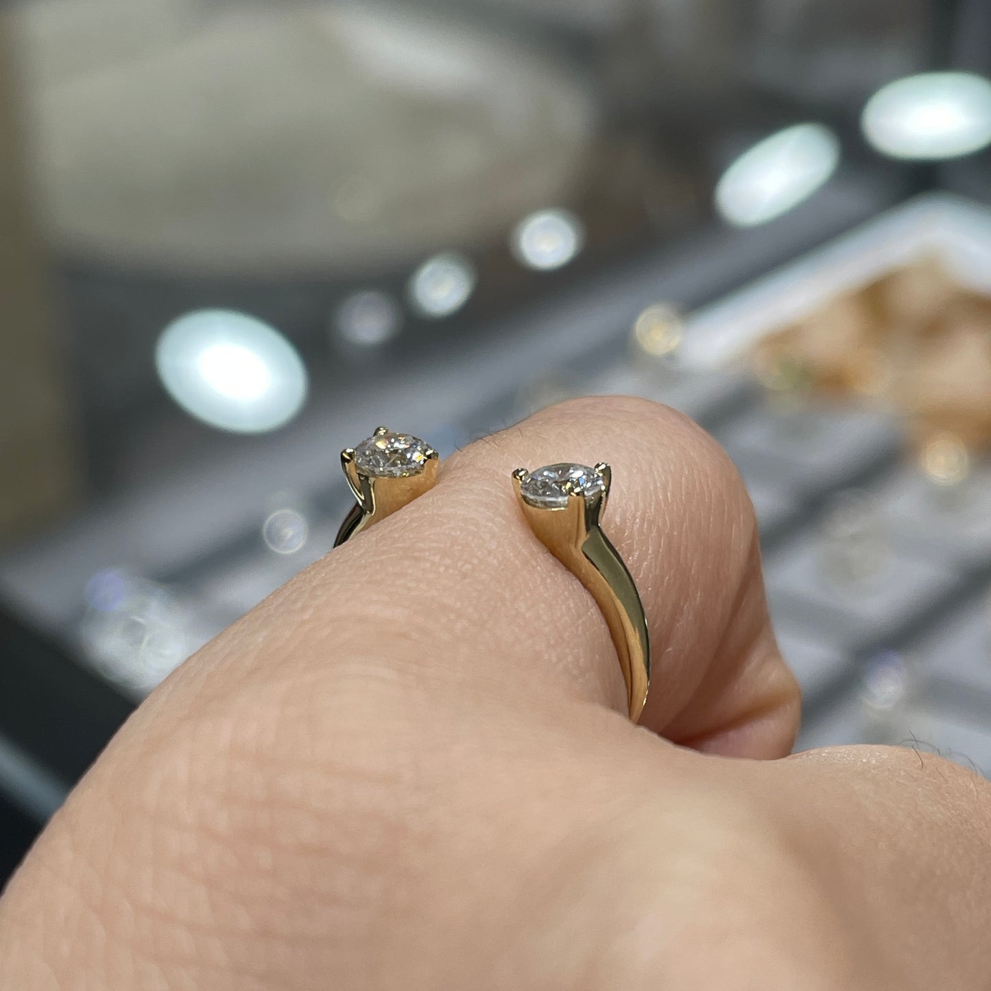 9K Lab diamond Round 0.4ct duo invisible open pinky ring