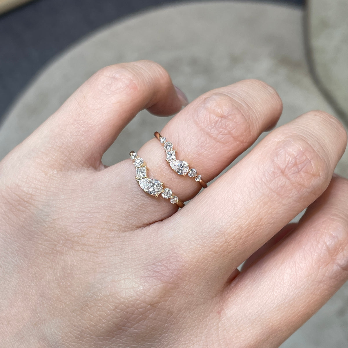 Lab diamond pear with multi shapes 0.5ct half eternity ring