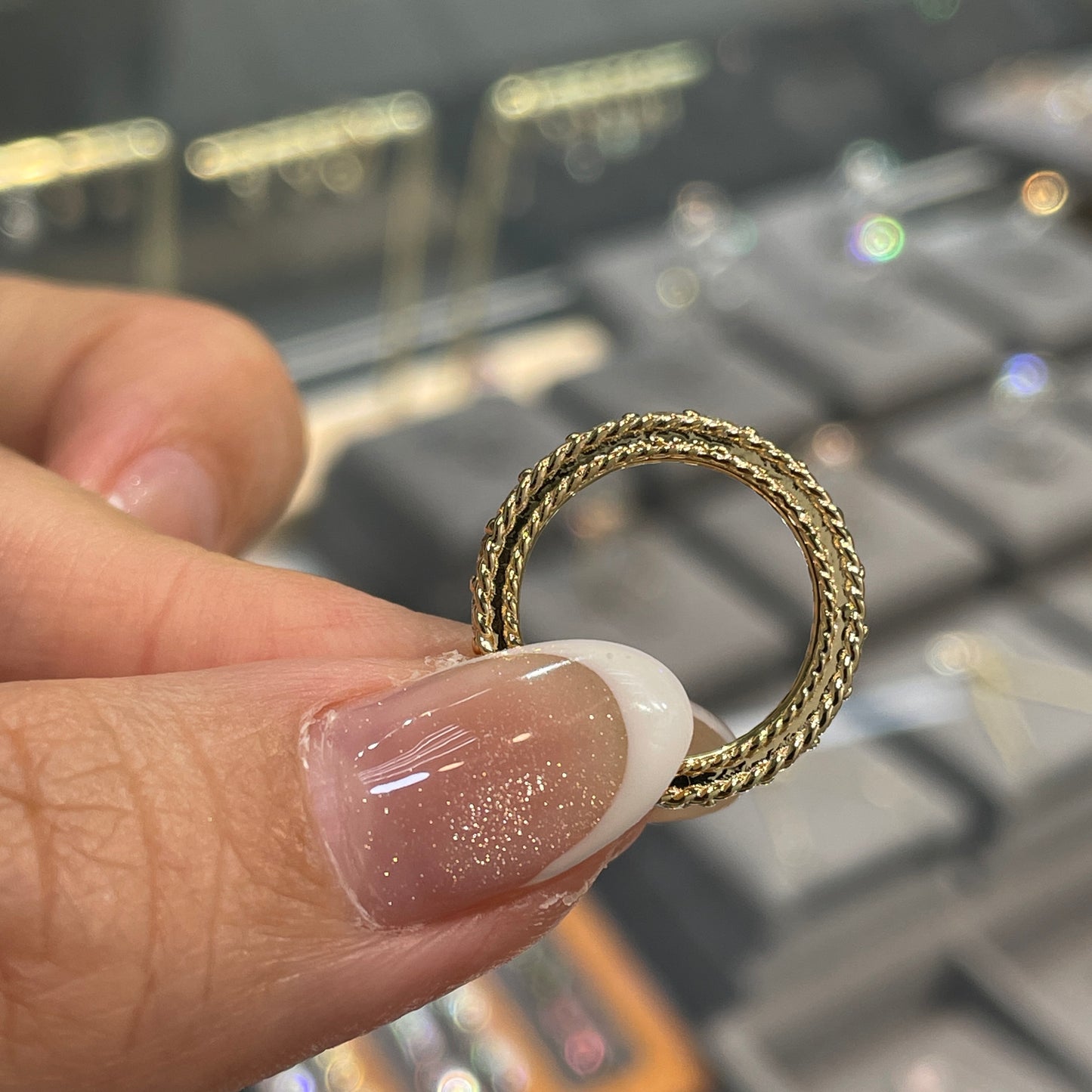 Lab diamond round 1.3ct twisted rope full eternity pinky ring