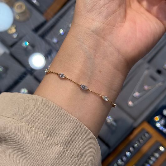 Lab diamond marquise shape 1ct five stone bracelet bracelet