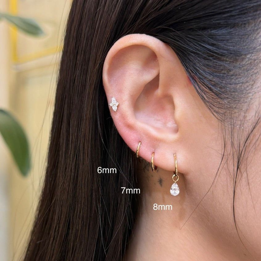 18k Infinity 8mm hoop earring - each