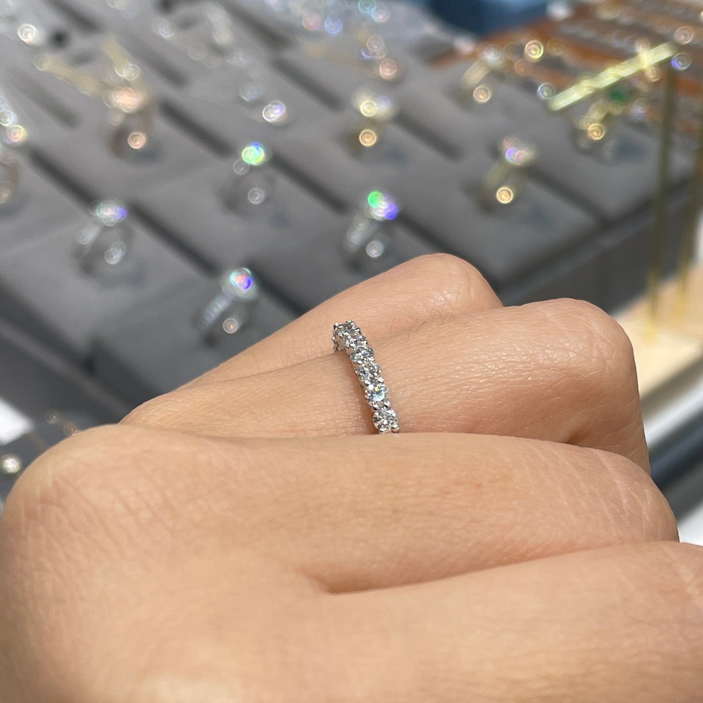 Lab diamond round 0.5ct half eternity ring