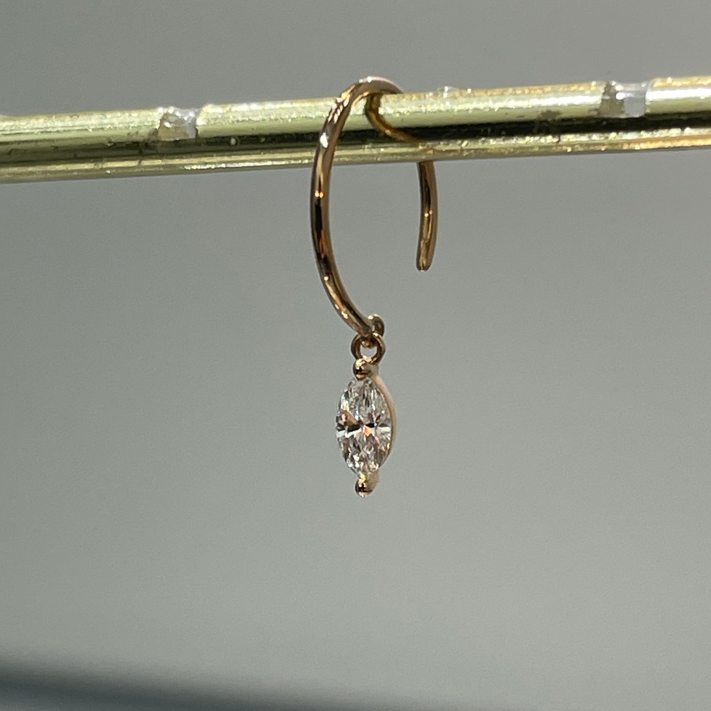 Lab diamond Marquise shape 0.1ct C shape hook earring-each