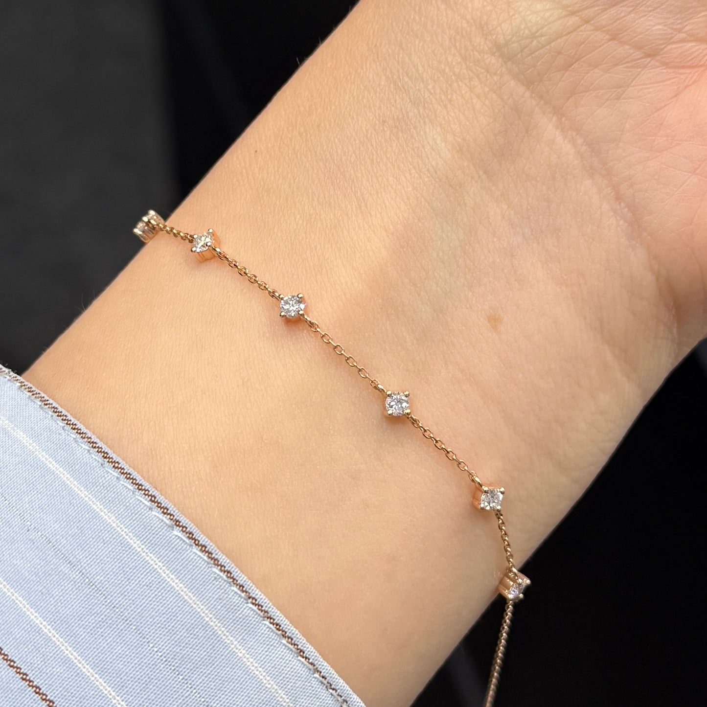 9k Lab diamond round 0.36ct six stone compass bracelet