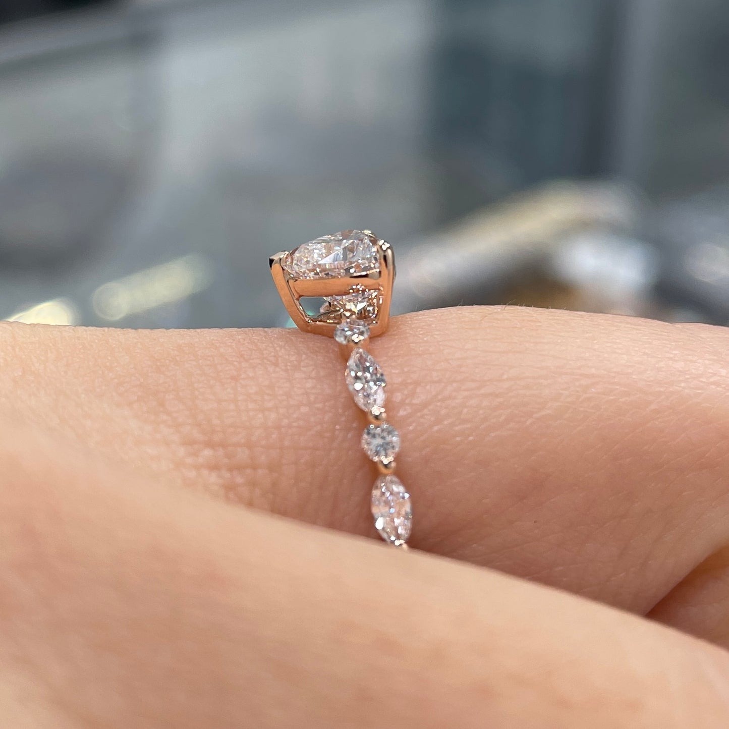 IGI Lab diamond heart 1.2ct marquise and round mix pave ring
