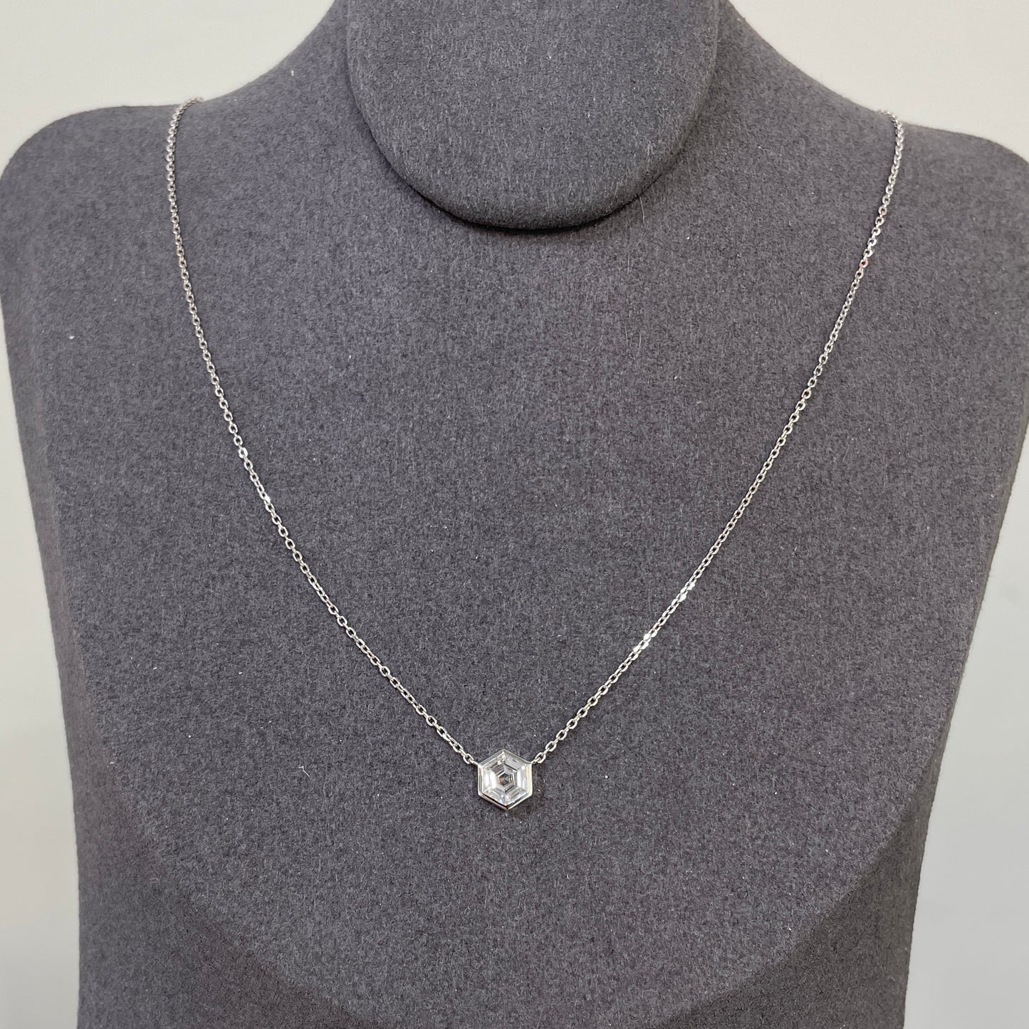 Lab diamond Hexagon 0.5ct bezel necklace