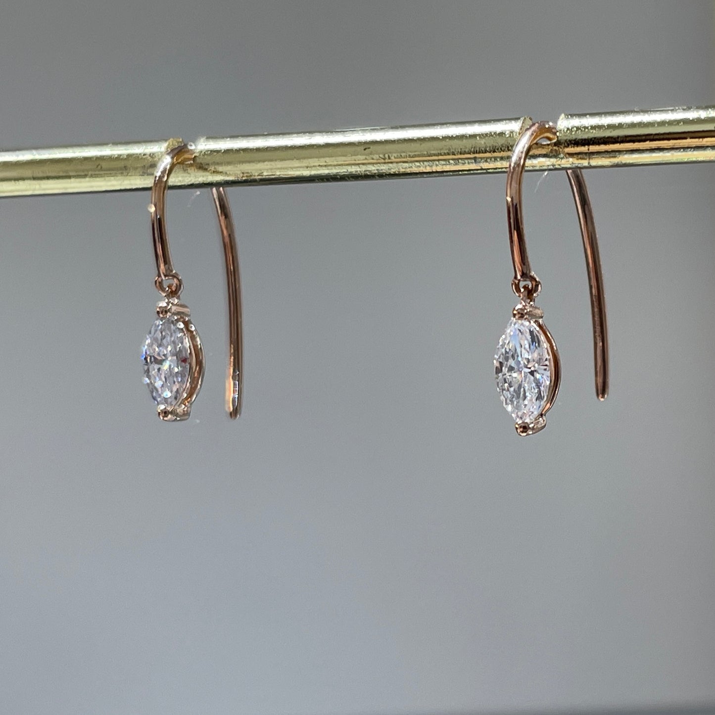 Lab diamond marquise shape 0.4ct U-shape hook earrings- pair