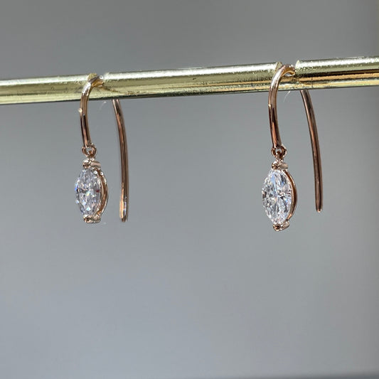 Lab diamond marquise shape 0.4ct U-shape hook earrings- pair