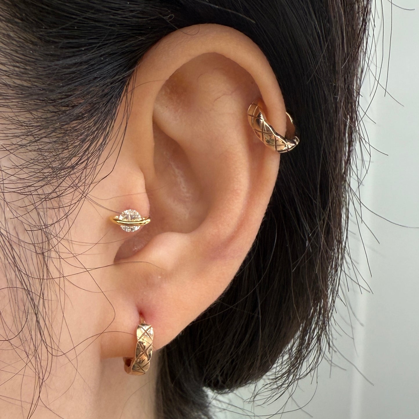 Lab diamond 0.2ct planet stud earring-each