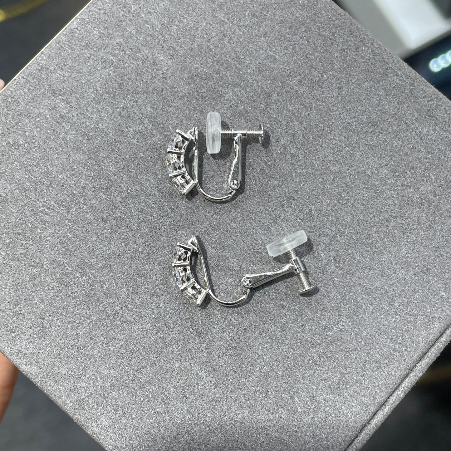 Lab Lab Diamond round trio 1ct clip-on 10mm hoop earrings-pair