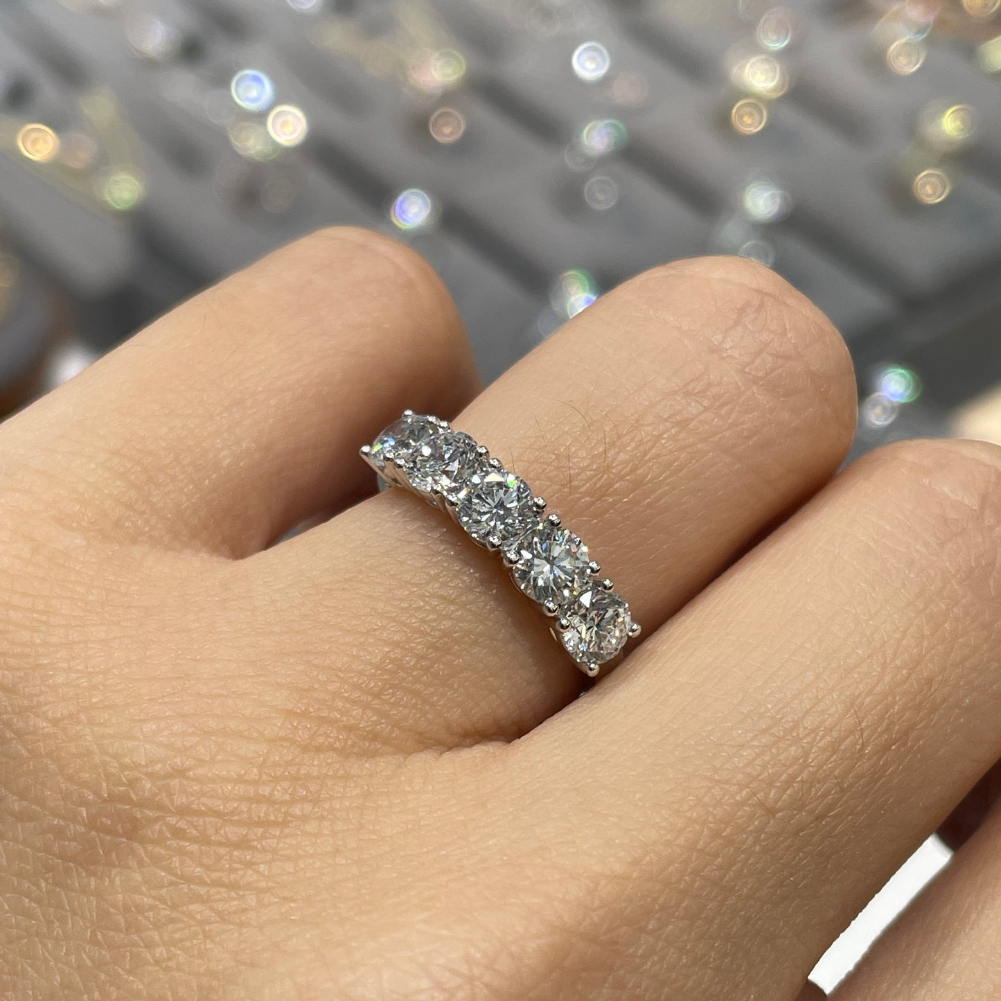 Lab Diamond round 1.5ct half eternity ring