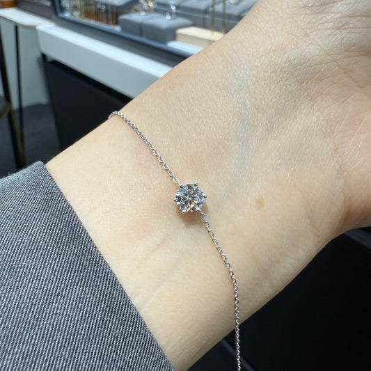 Lab diamond round 0.5ct classic six-prong bracelet