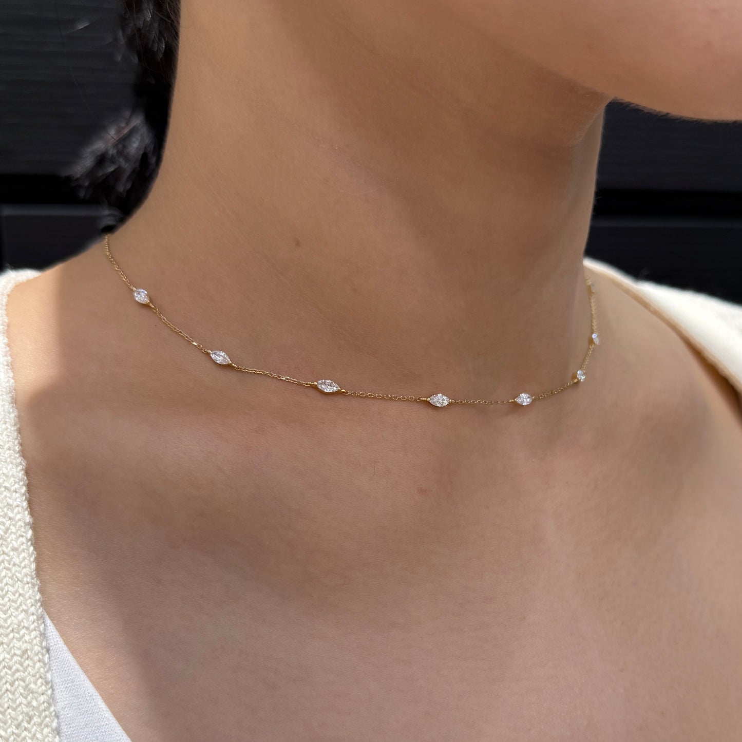 Lab diamond marquise 1ct necklace