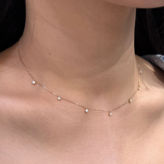 Lab diamond round 0.35ct dangling necklace
