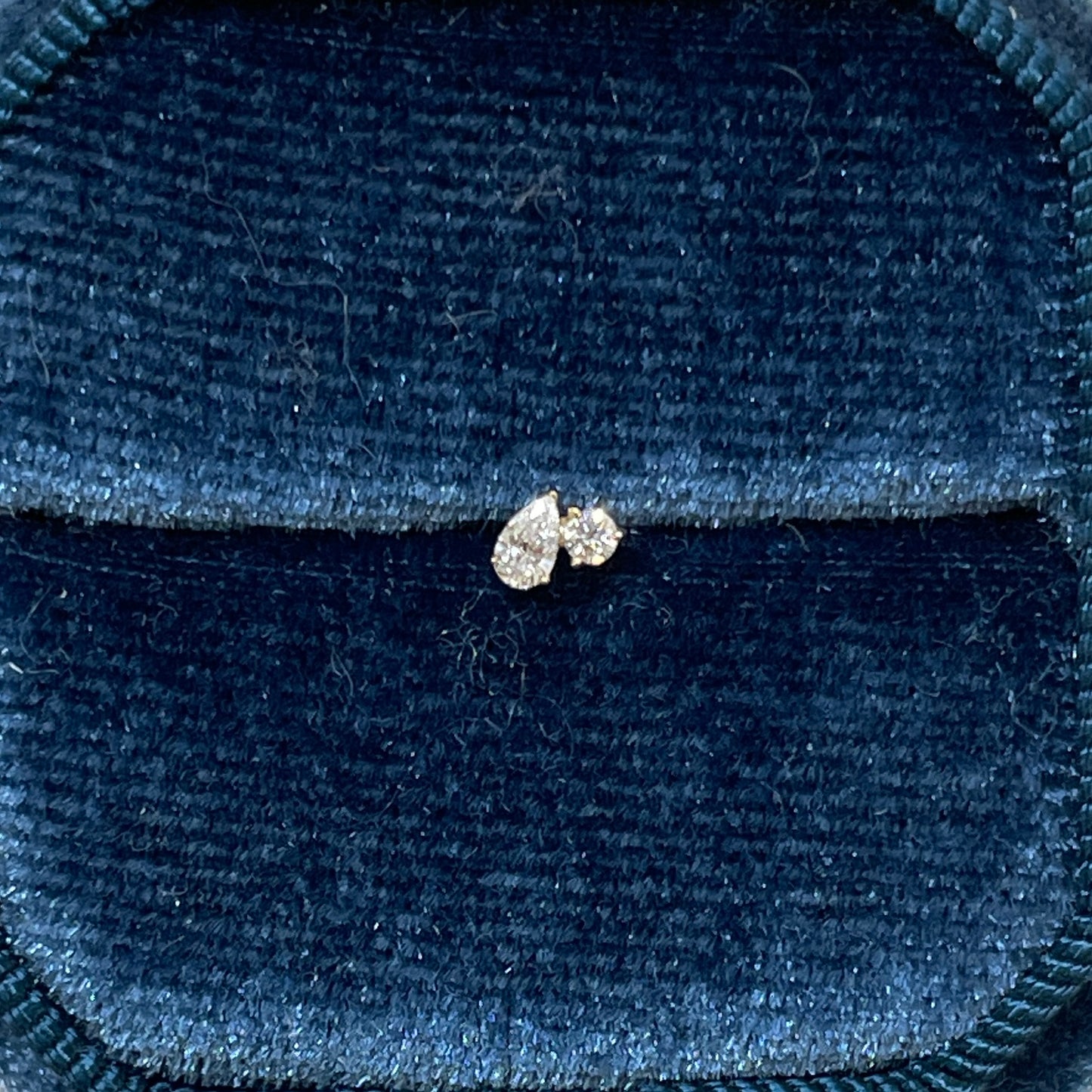 Lab diamond Pear and round toi et moi stud earring-each