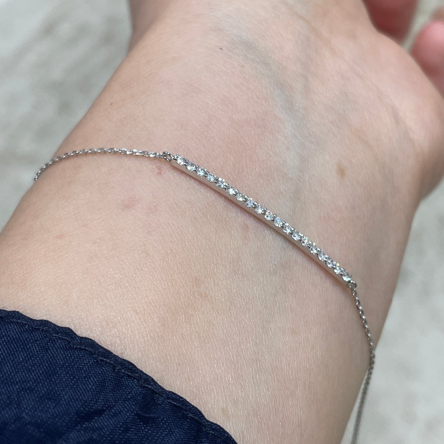 Lab diamond round 0.15ct diamond bar bracelet