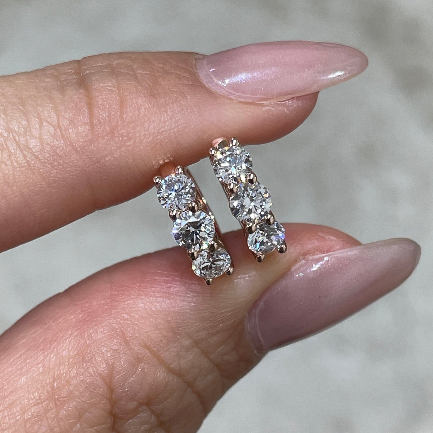 9k Lab Diamond round trio 1ct 10mm hoop earrings-pair